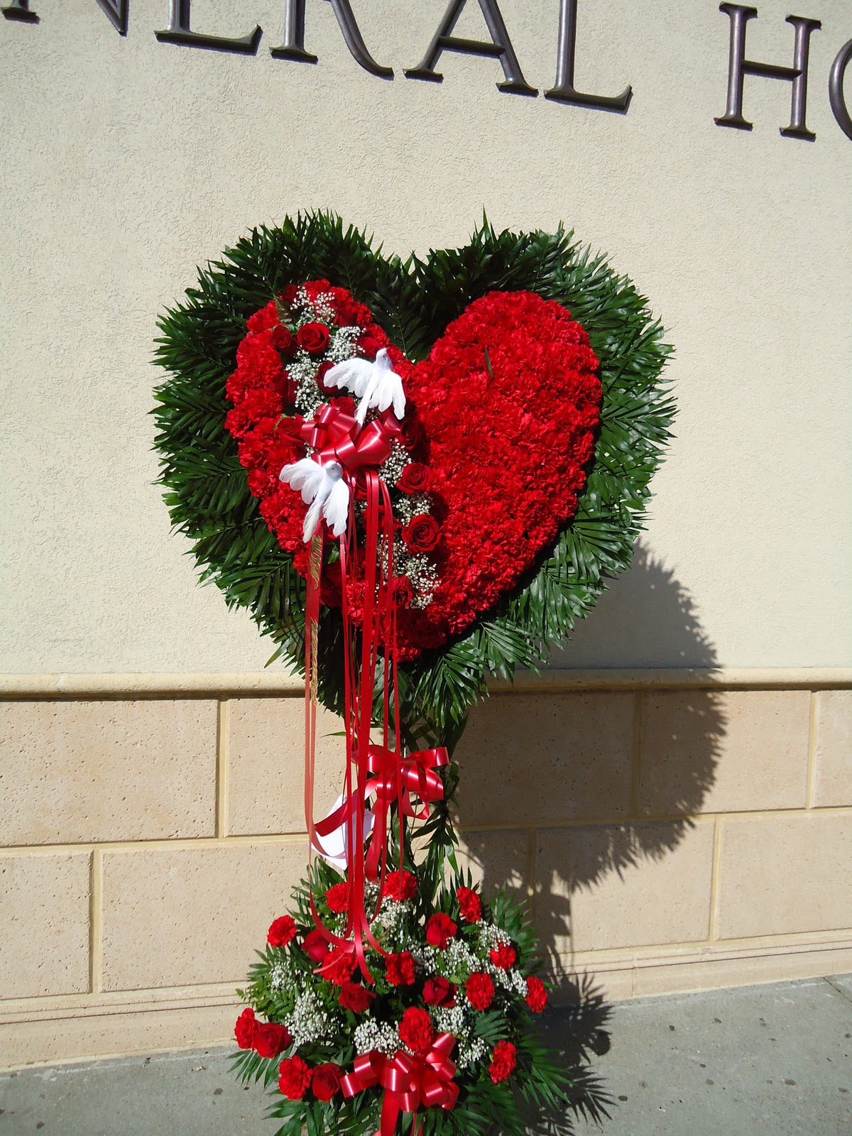 Glendale Florist Funeral Designs Red Carnation Hearts