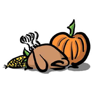 Drawing of a Thanksgiving meal