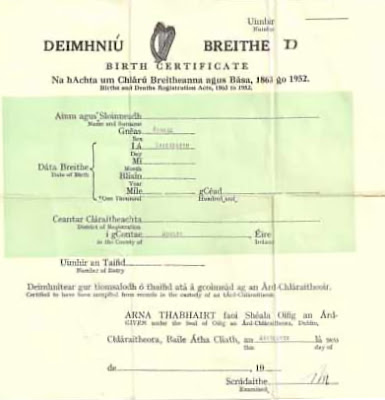 2007 birth certificate irish changing november