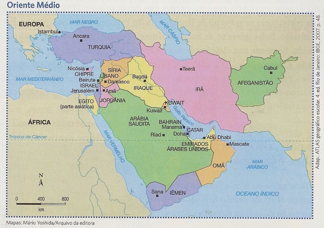 Paises Do Oriente Medio Da Asia Mapa