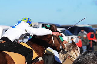 carrera de caballos en Península Valdés
