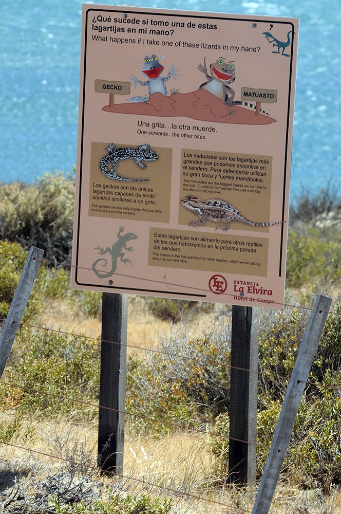 Cartel inforativo en Caleta Valdés la Estancia La Elvira