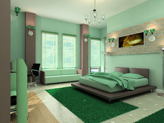 green modern bedroom interior design