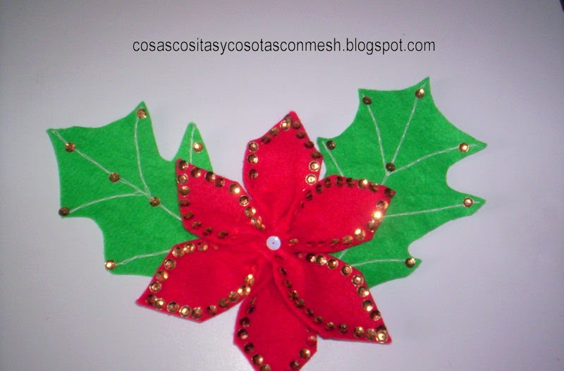 Flor de nochebuena de fieltro paso a paso ~ cositasconmesh