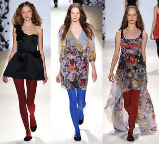 Bright colored tights on the runway Erin Fetherston @ Chasing Davies