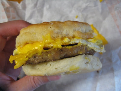 Jack in the Box Sausage, Egg, and Cheese Biscuit side view