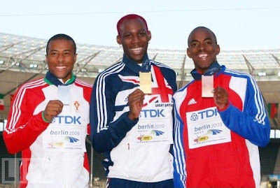 Nelson Évora, Phillips Idowu y Alexis Copello