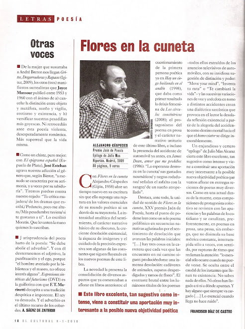 Flores en la cuneta en EL CULTURAL-El Mundo (08-01-10); Francisco Díaz de Castro