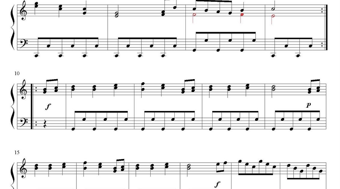 Easy Piano Sheets for piano beginners: Leopold Mozart easy piano sheet