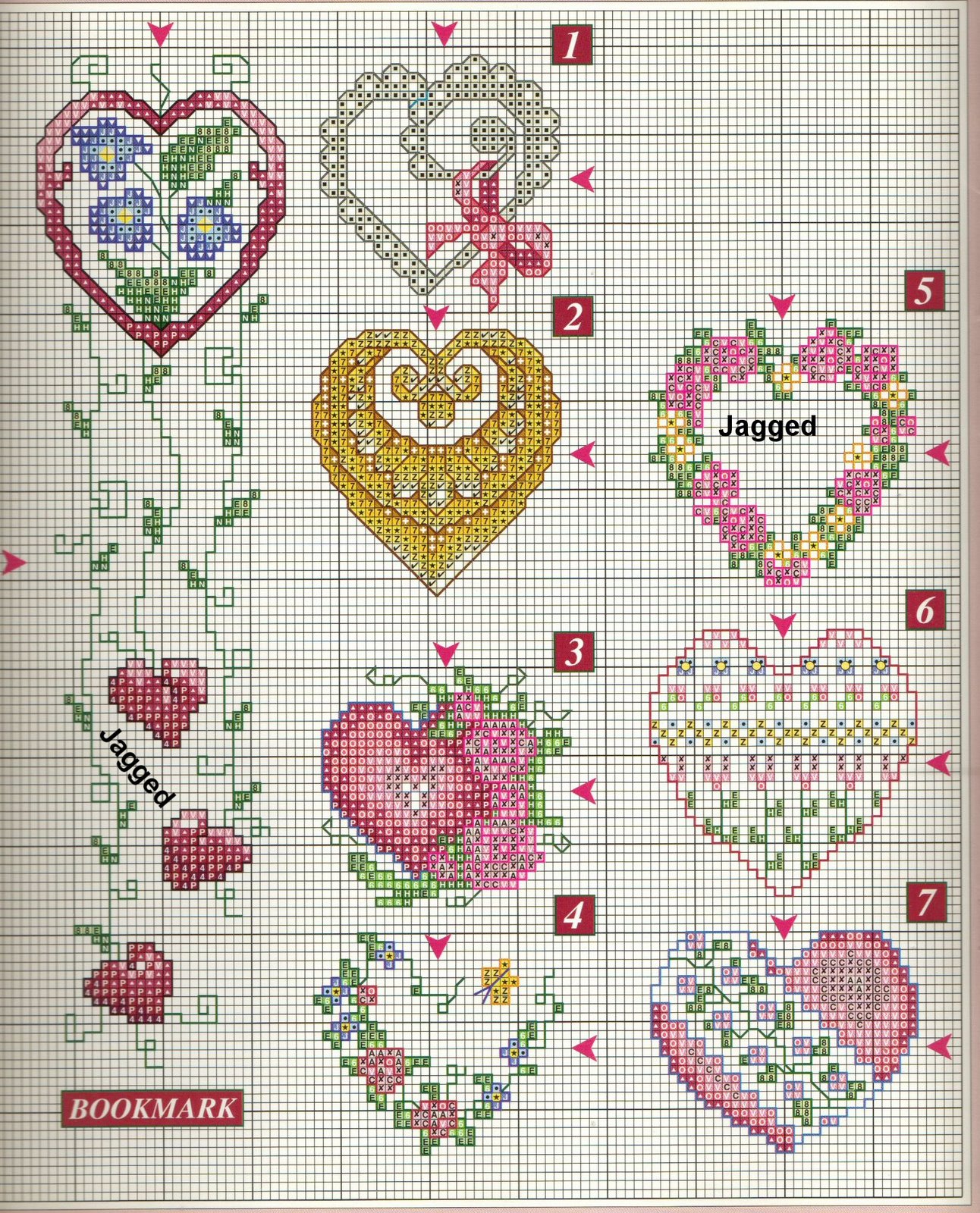 Схема вышивки крестом Сердечки