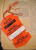 A press pass for a N.C.A.A. basketball game.