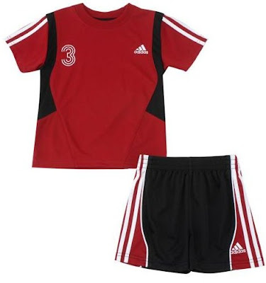 Pebbles Babies: Adidas 2-pc Soccer Set (Red and Black) -- Stock Clearance