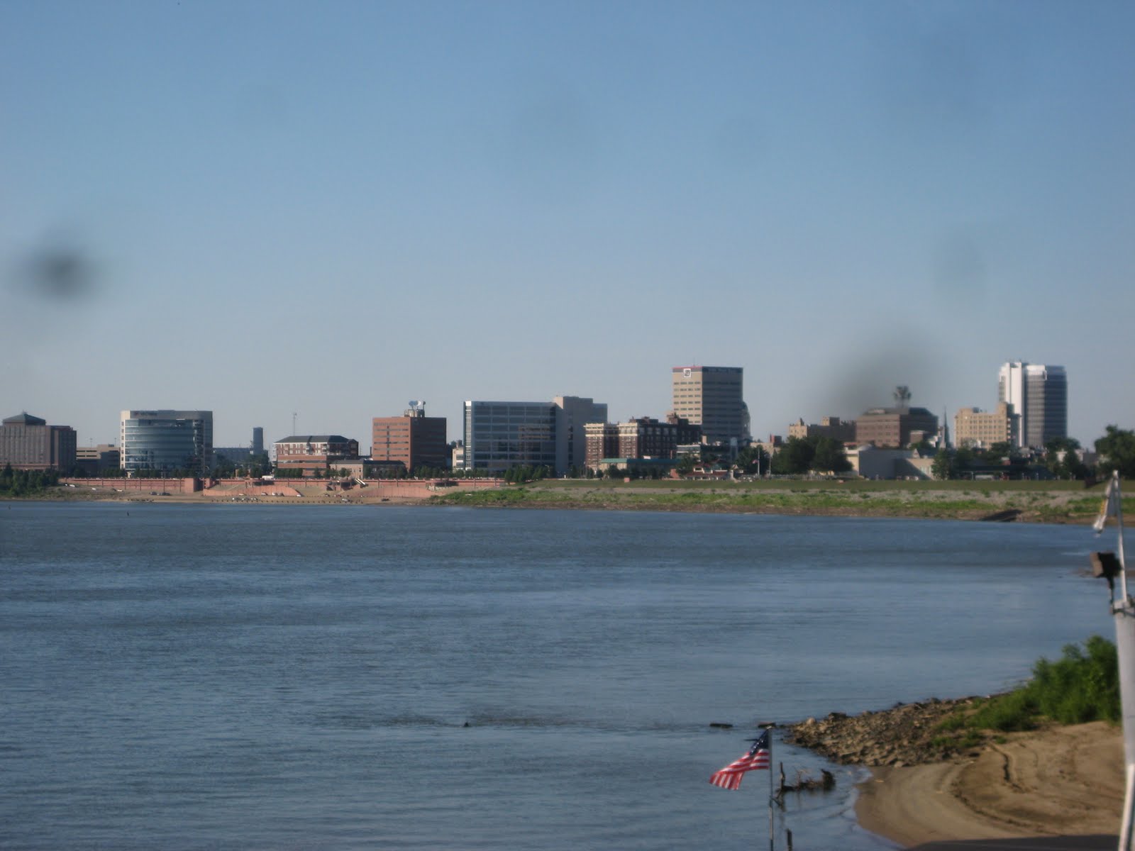 Evansville, IN as seen from land above the fuel dock.