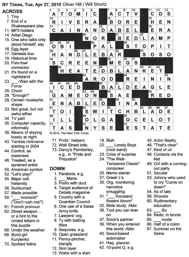 The New York Times Crossword in Gothic 04.27.10 — Which