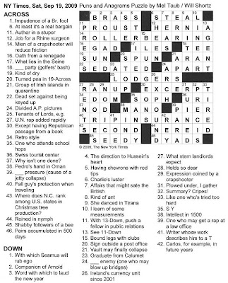 The New York Times Crossword in Gothic: 09 19 09 Bound Legs With Clubs