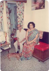Parents,Louis and Greta Furtado in "A/504 Vaibhav Apartments,Mumbai" with dachshund "Lucky".