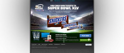 Super Bowl With Snickers Instant Win Game contest, NFL.com/snickers