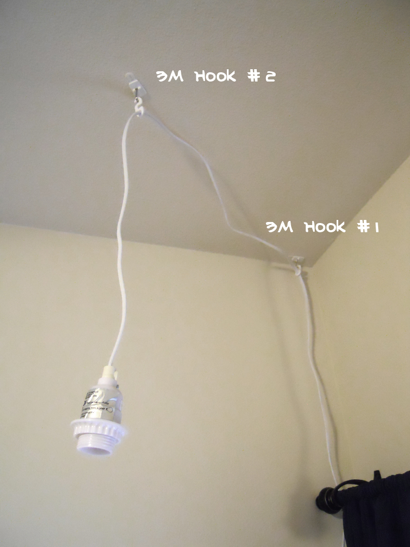 hang hanging cord install apartment ceiling down through length loop run want 3m along meets letting vertically extra