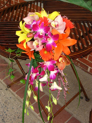 Caribbean American Bride Tropical flair bridal bouquet