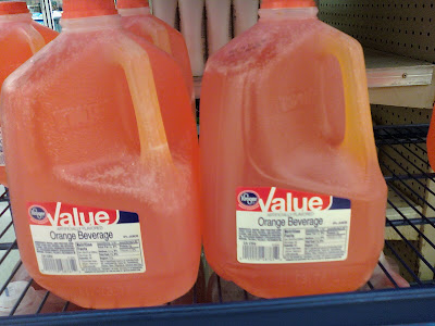 kroger value orange beverage, orange drink, gallon, water and sugar