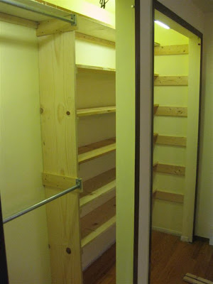 diy, how to build bedroom closet shelves, make wood closet shelves