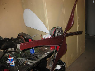 windmill blades, 6" PVC pipe, car alternator
