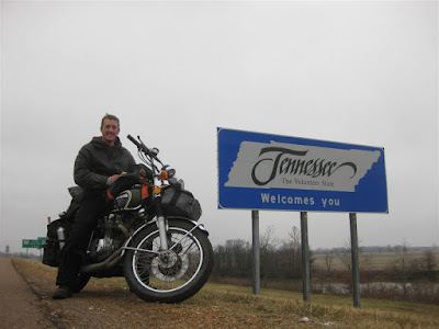 Tennessee state sign, cross country motorcycle trip, honda