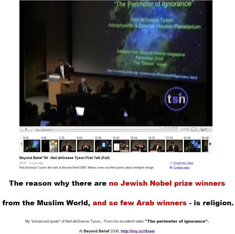 No Jewish Nobel Prize winners from the Muslim World.