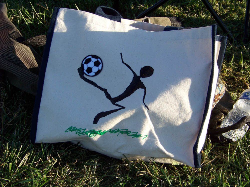 sassafras soccer bag fabric painting