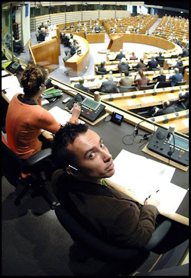Cabine de tradução no Parlamento Europeu - Bruxelas