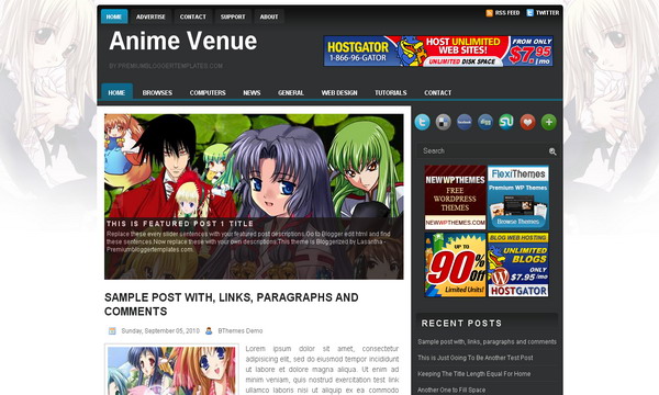 Anime Website designs, themes, templates and downloadable graphic