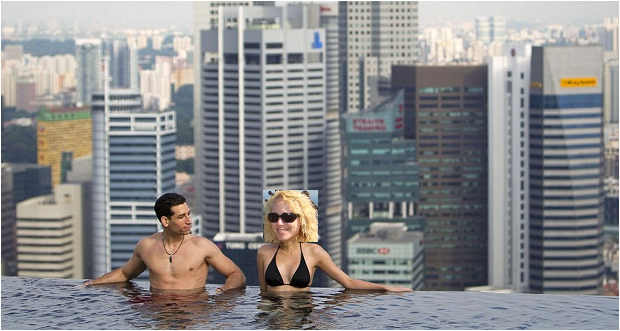 55 story high infinity pool some exotic drink in hand