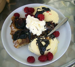 plum tart with ice-cream (onemorehandbag)