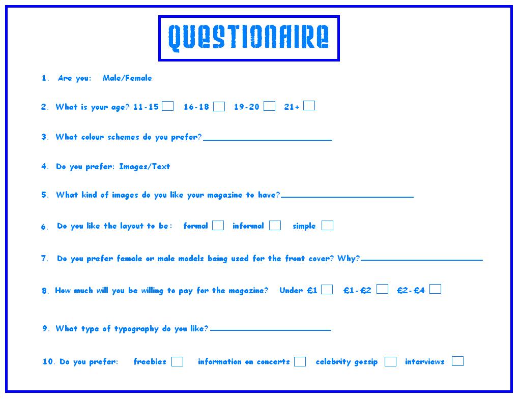 how many questions should a research questionnaire have