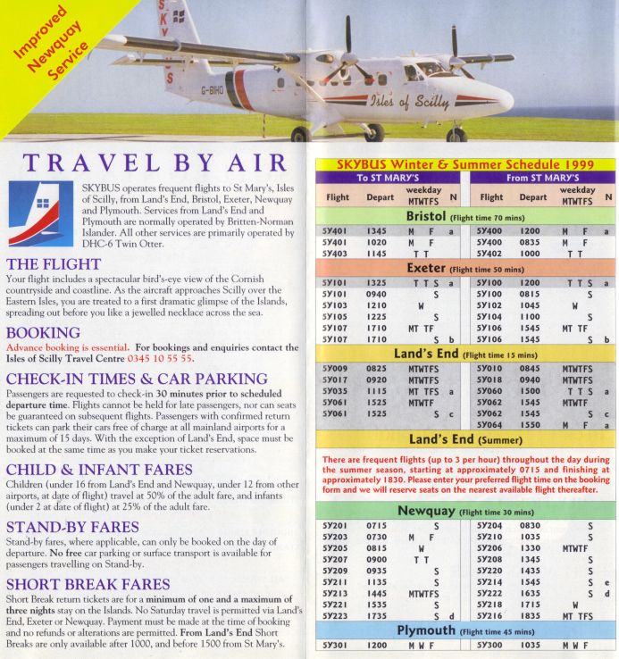 Airline memorabilia Isles of Scilly Skybus (1999)
