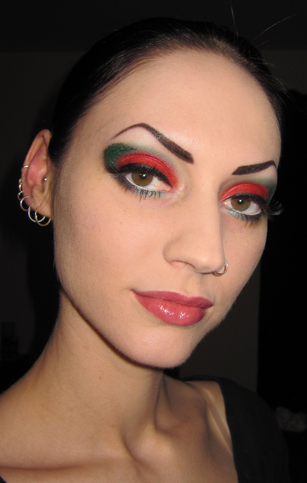 Glitter is my Crack Red and Green Glitter Christmas makeup look with