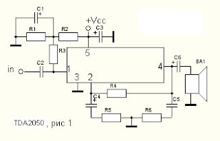 Микросхемы УНЧ: Tda2050 Схема
