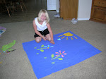 Sarah Making her first blanket