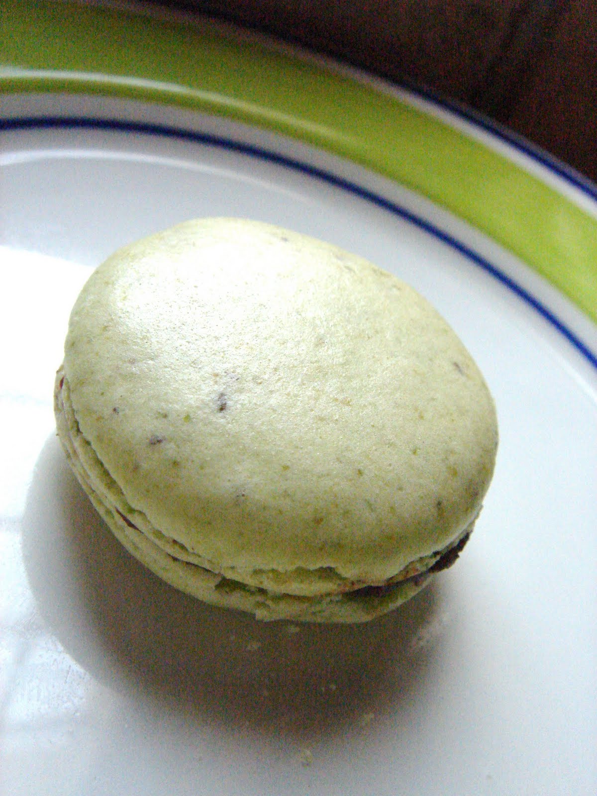 East meets West Pistacchio Macarons with Black Tea Lychee Chocolate Ganache