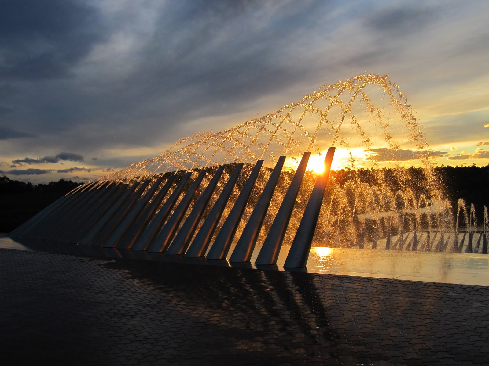 Sydney City and Suburbs Sydney Olympic Park, fountain, sunset