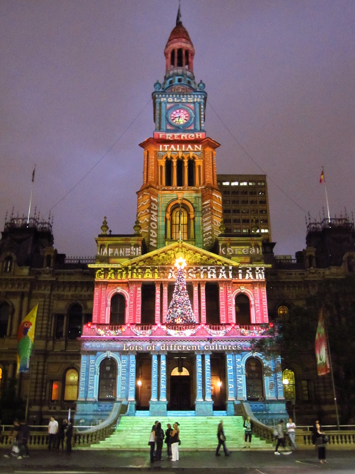 Sydney City and Suburbs Sydney Town Hall, Christmas Night Lights