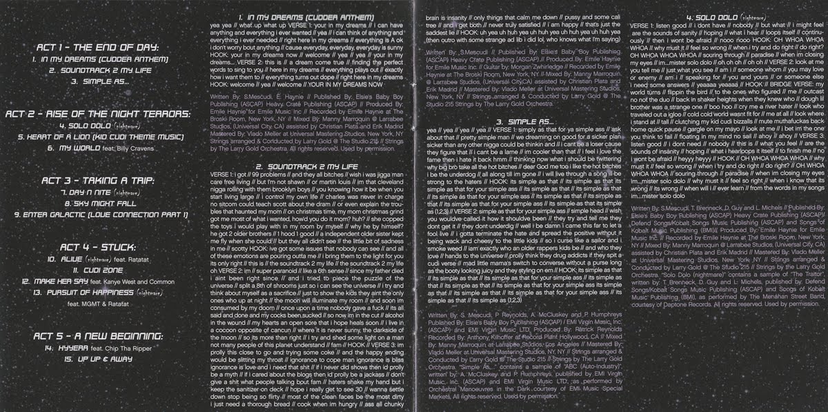 Encarte Kid Cudi Man on the Moon The End of Day (Deluxe Edition