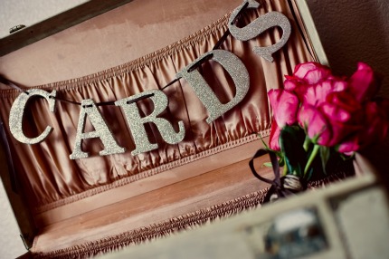  with gorgeous vintage details like the suitcase turned card box above