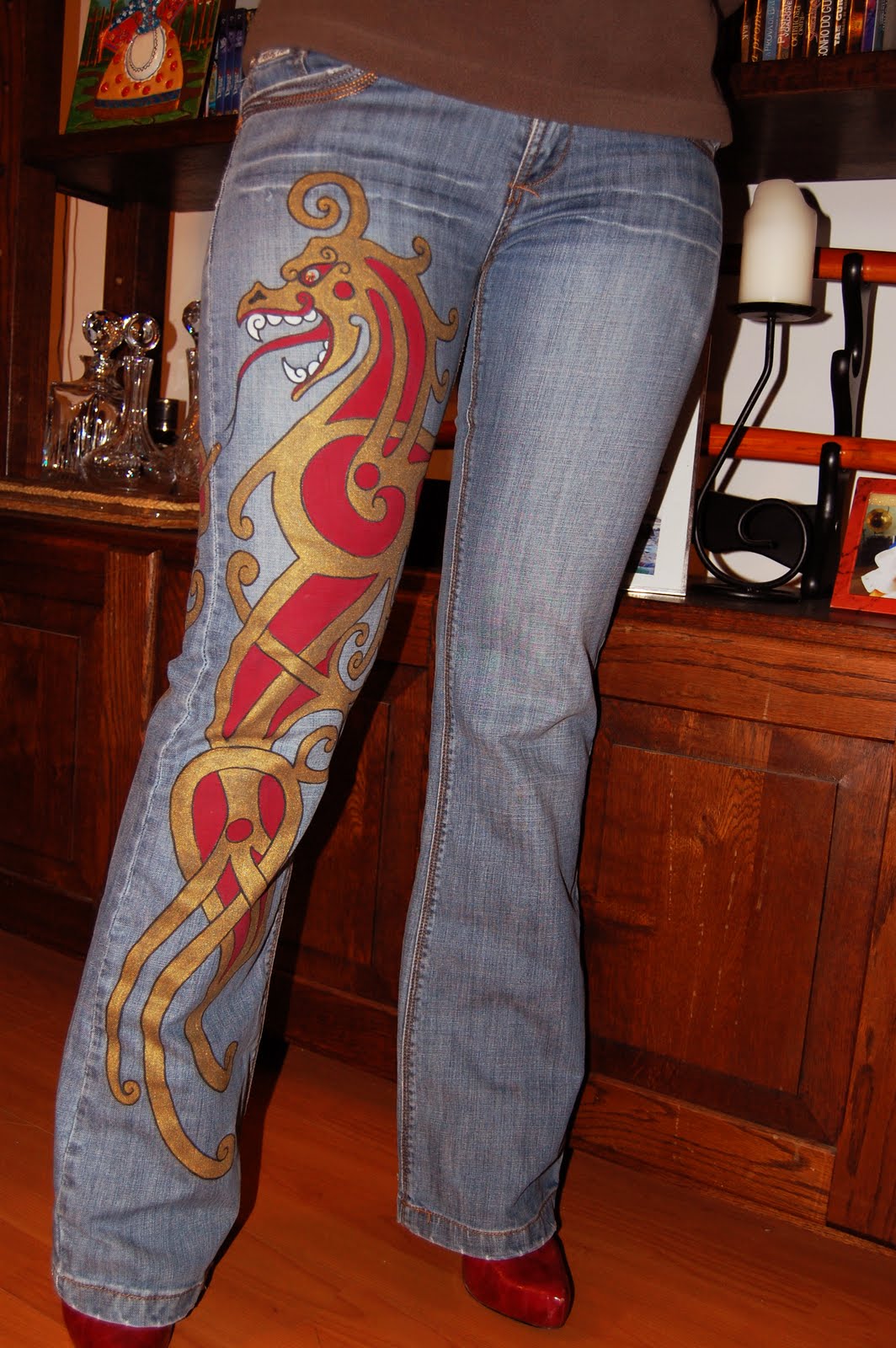 Painted Clothing Painted jeans( acrylic colours for fabric,markers for