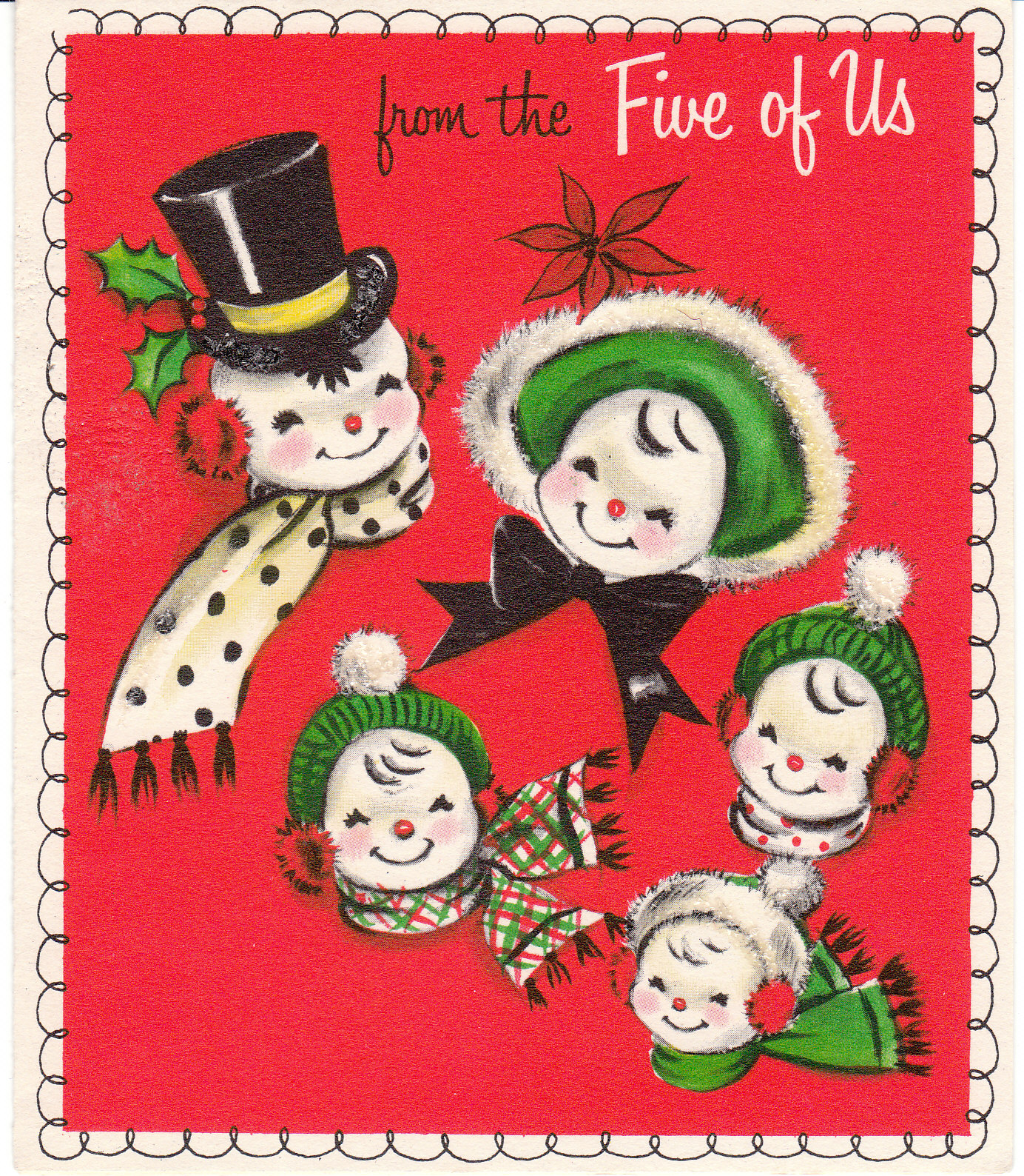view from the birdhouse mid century vintage christmas cards