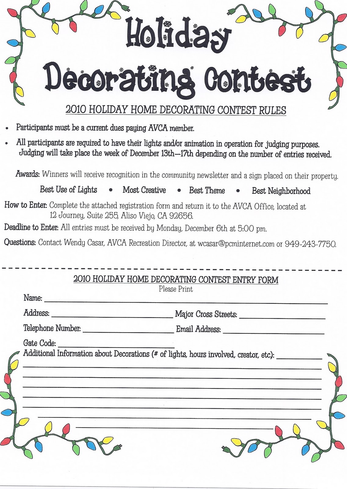 Holiday Decorating Contest Score Sheet | Decoratingspecial.com