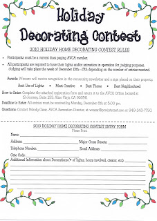 Holiday decorating contest score sheet Aliso Viejo a great place to live: Holiday Decorating Contest Info