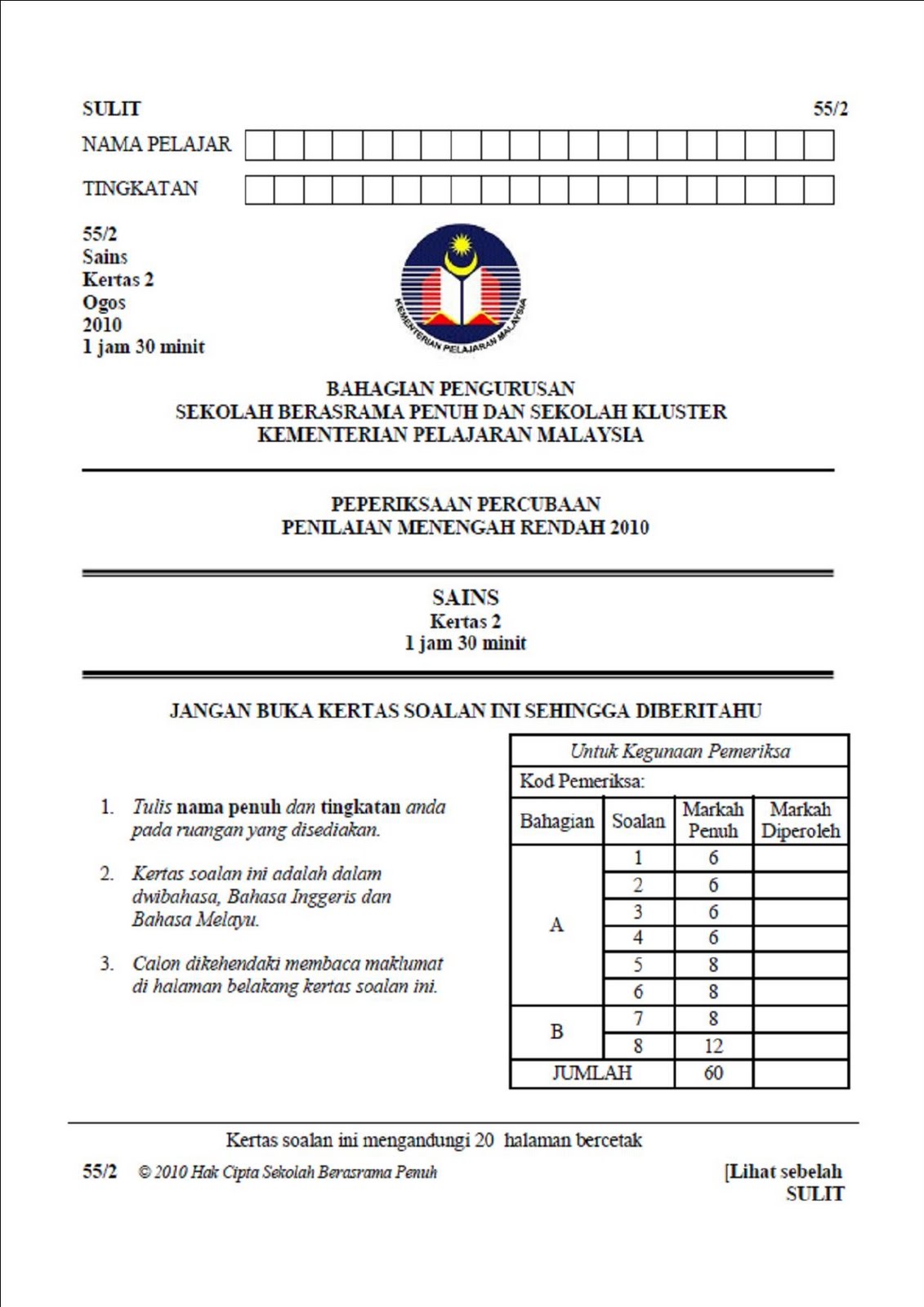 Contoh Soalan Kbat Sains Pt3 Dan Jawapan Digestive System