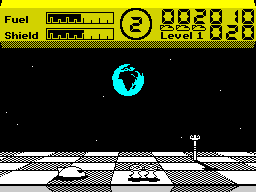 The chequered moon is bathed in the glow from Earth-light ZX Spectrum