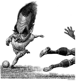 Caricatura de Zapatero futbolista